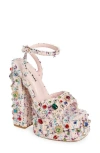 Azalea Wang Hyacinth Embellished Tweed Sandal In Pink