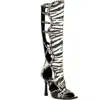 Azalea Wang Indrani Open Toe Knee High Boot In Multi