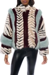 Azalea Wang Inez Faux Fur Jacket In Blue