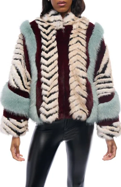 Azalea Wang Inez Faux Fur Jacket In Blue