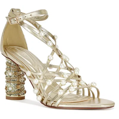 Azalea Wang Jadine Ankle Strap Sandal In Gold