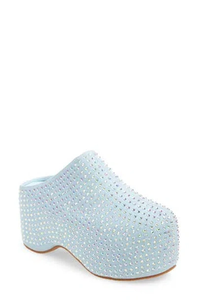 Azalea Wang Jamal Crystal Denim Platform Clog In Blue