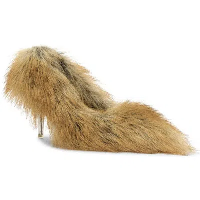 Azalea Wang Jameeck Faux Fur Stiletto Pump In Brown
