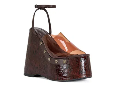 Azalea Wang Jenza Wedge Casual Sandals In Brown