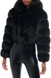 Azalea Wang Jolene Crop Faux Fur Hooded Jacket In Black