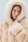 Azalea Wang Jolene Light Beige Faux Fur Hooded Jacket In Neutral