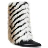 Azalea Wang Jonette Faux Fur Bootie In Animal Print