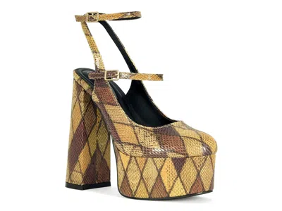 Azalea Wang Juliara Snake Embossed Platform Mary Jane Pump In Multi