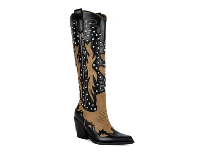 Azalea Wang Kalpana Knee High Western Boot In Multi