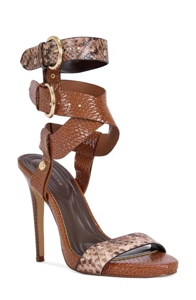 Azalea Wang Kandinsky Faux Leather Sandal In Brown