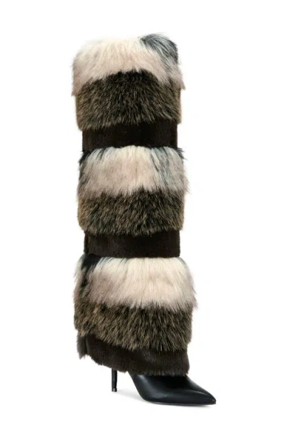 Azalea Wang Langlau Multi Faux Fur Stiletto Boot