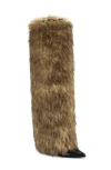 Azalea Wang Langleye Faux Fur Over-the-knee Stiletto Boot In Brown
