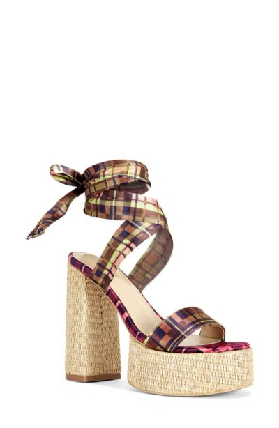 Azalea Wang Lazuli Ankle Wrap Platform Sandal In Multi