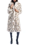Azalea Wang Leopard Print Faux Fur Coat In White