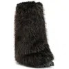 Azalea Wang Lisboa Cuffed Faux Fur Bootie In Black