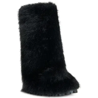 Azalea Wang Lisboa Cuffed Faux Fur Bootie In Multi