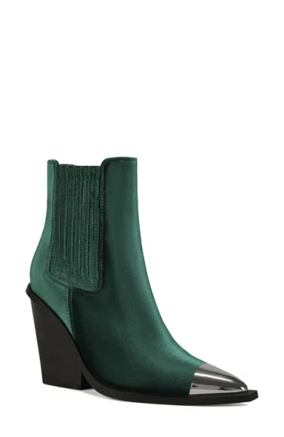 Azalea Wang Lochlan Metallic Pointed Toe Bootie In Emerald