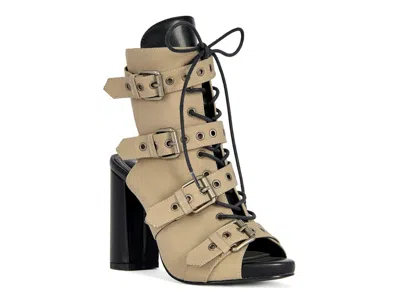 Azalea Wang Loom Open-toe Bootie In Neutral