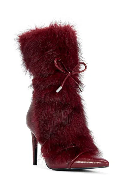 Azalea Wang Mahtama Faux Fur Bootie In Red