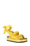 Azalea Wang Makley Ankle Wrap Platform Sandal In Yellow