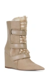 Azalea Wang Maranette Faux Fur Wedge Bootie In Multi