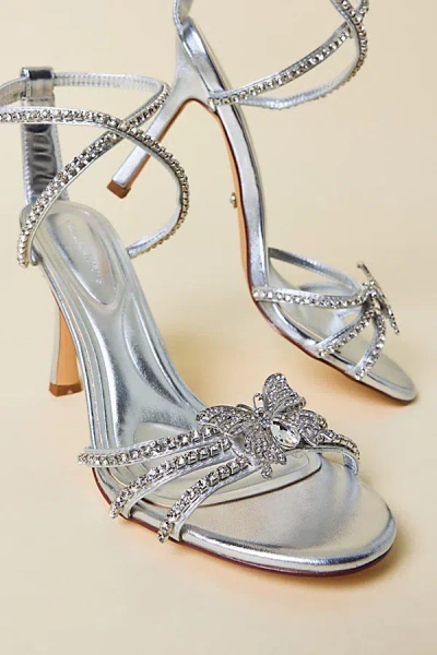 Azalea Wang Margareta Rhinestone Butterfly Heel In Silver, Women's At Urban Outfitters