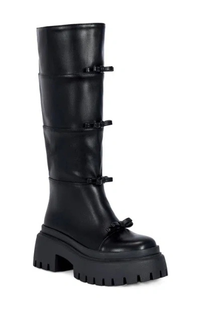 Azalea Wang Marguerite Faux Leather Knee High Boot In Black