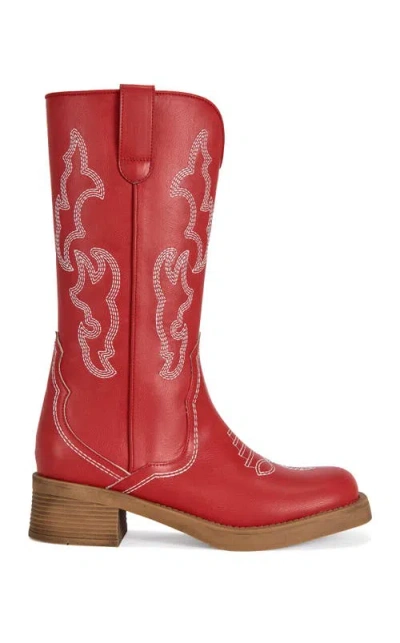 Azalea Wang Mariana Flat Boot In Red