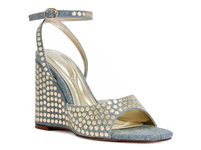 Azalea Wang Matteus Wedge Sandal In Blue