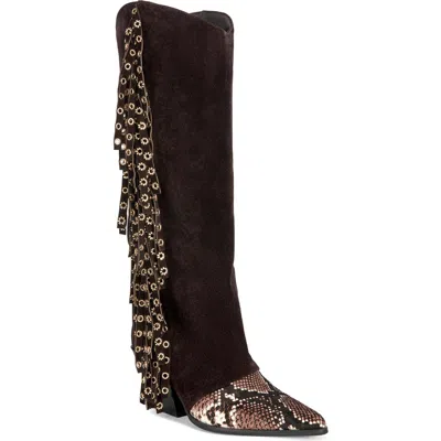 Azalea Wang Mcbride Knee High Western Boot In Chocolate