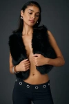 Azalea Wang Meela Faux Fur Cropped Vest Jacket In Black, Women's At Urban Outfitters