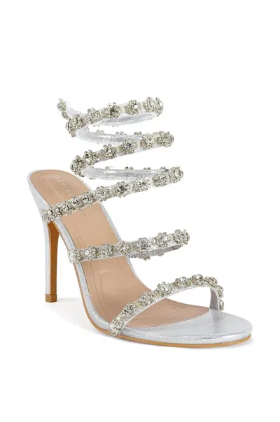 Azalea Wang Men's  Delicacy Sandal Silver Embellish Wrap Stiletto Heel Zap1646