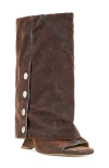 Azalea Wang Metallic Open Toe Boot In Burntorange