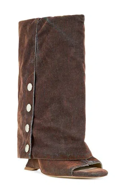 Azalea Wang Metallic Open Toe Boot In Burntorange