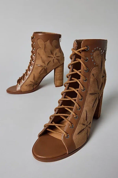 Azalea Wang Mirona Western Lace-up Bootie In Brown, Women's At Urban Outfitters In Blue