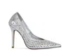 Azalea Wang Naos Crystal Pointed Toe Pump In Gray