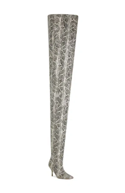 Azalea Wang Nemy Snakeskin Embossed Thigh High Boot