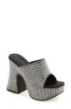 Azalea Wang Ninja Rhinestone Platform Sandal In Silver