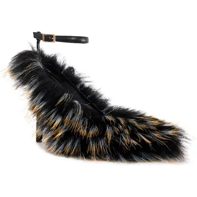 Azalea Wang Noir Faux Fur Pump In Multi