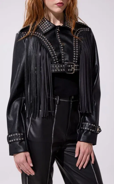Azalea Wang Oakly Fringe Jacket In Black