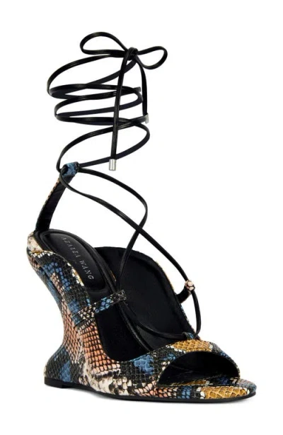 Azalea Wang Orena Wraparound Wedge Sandal In Multi