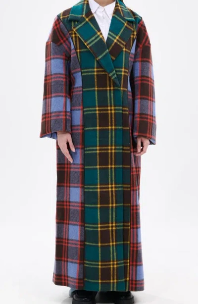Azalea Wang Oversize Plaid Trench In Animal Print