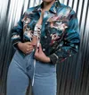Azalea Wang Oversized Denim Crop Jacket In Blue In Multi