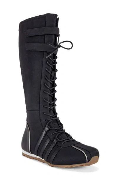 Azalea Wang Ozzy Knee High Boxing Boot In Black