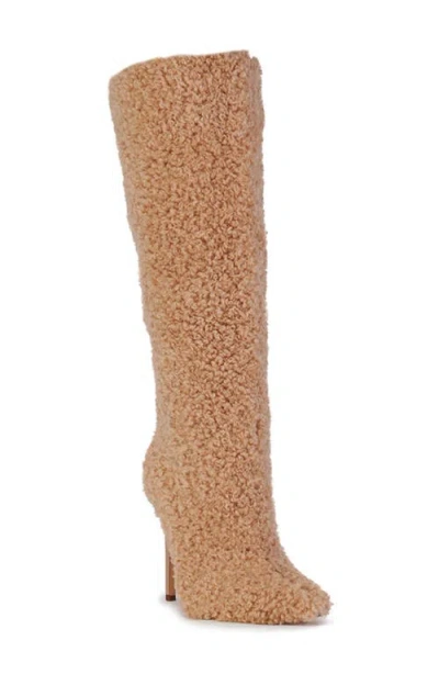 Azalea Wang Paityn Faux Shearling Knee High Boot In Brown