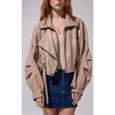 Azalea Wang Papoose Butter Leather Jacket In Nude