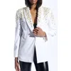Azalea Wang Pearlized Embellished Blazer In White