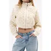 Azalea Wang Pearlized Embellished Bomber Jacket In White