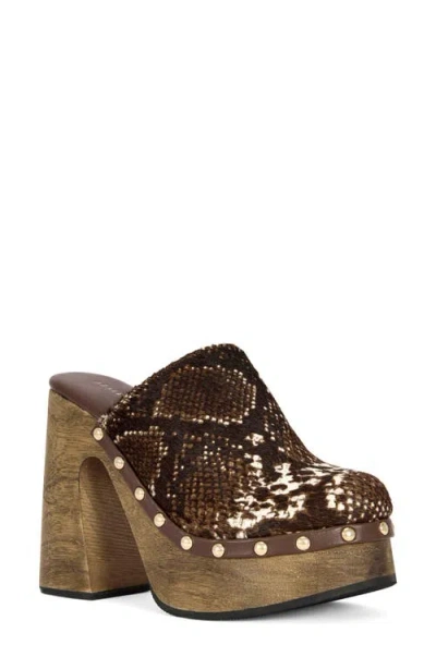 Azalea Wang Picard Genuine Calf Hair Platform Clog In Multi