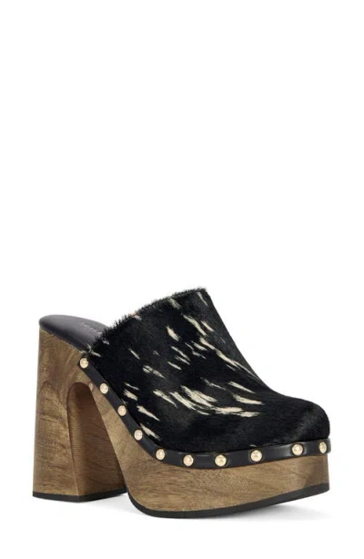 Azalea Wang Picard Genuine Calf Hair Platform Clog In Multi